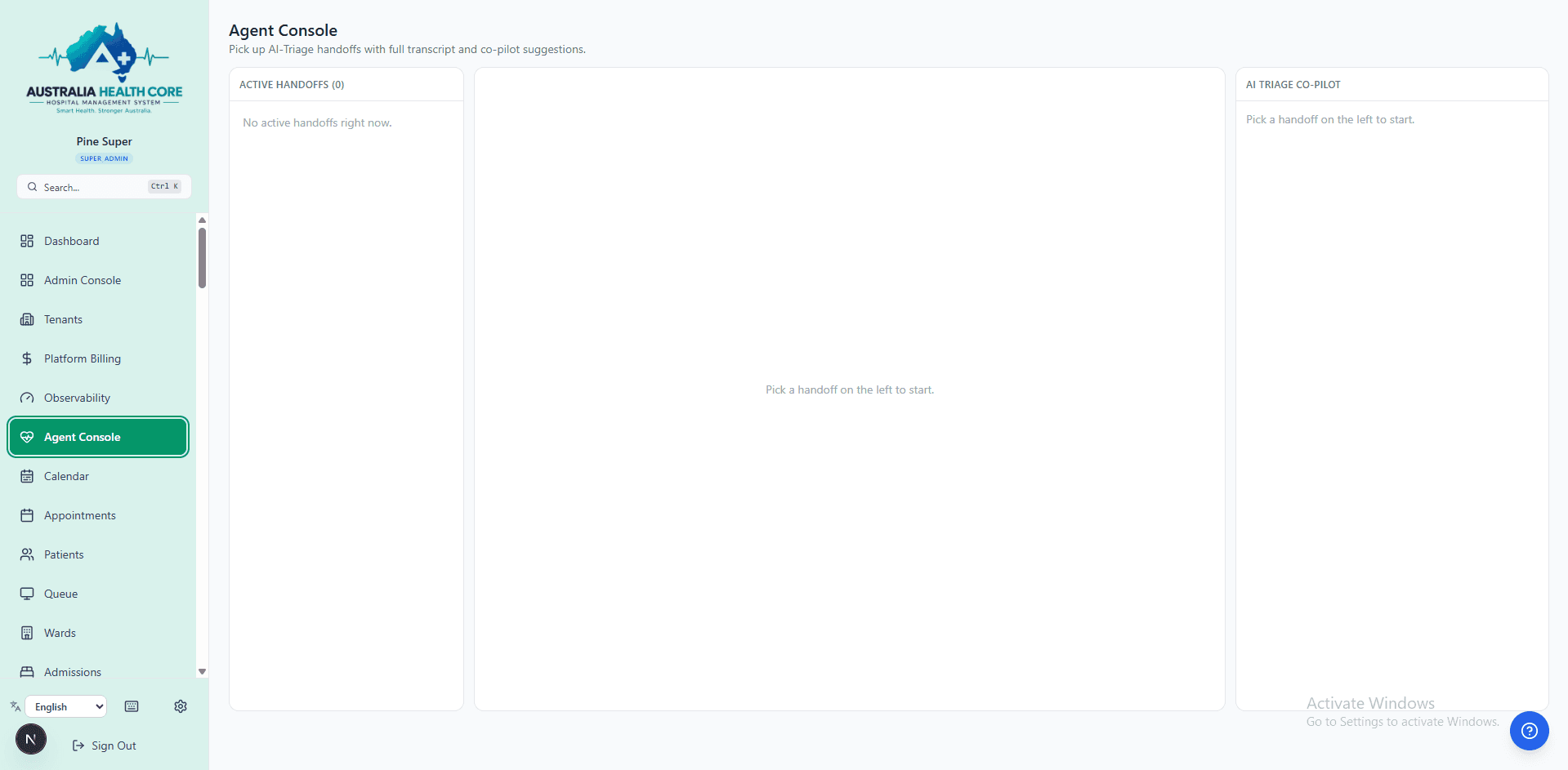 Real-time agent console